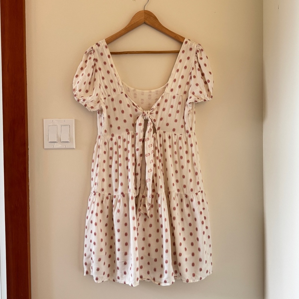 Sim & Sam Polka Dot Puff Sleeve Milkmaid Mini Dress Cottagecore L - Picture 2 of 12